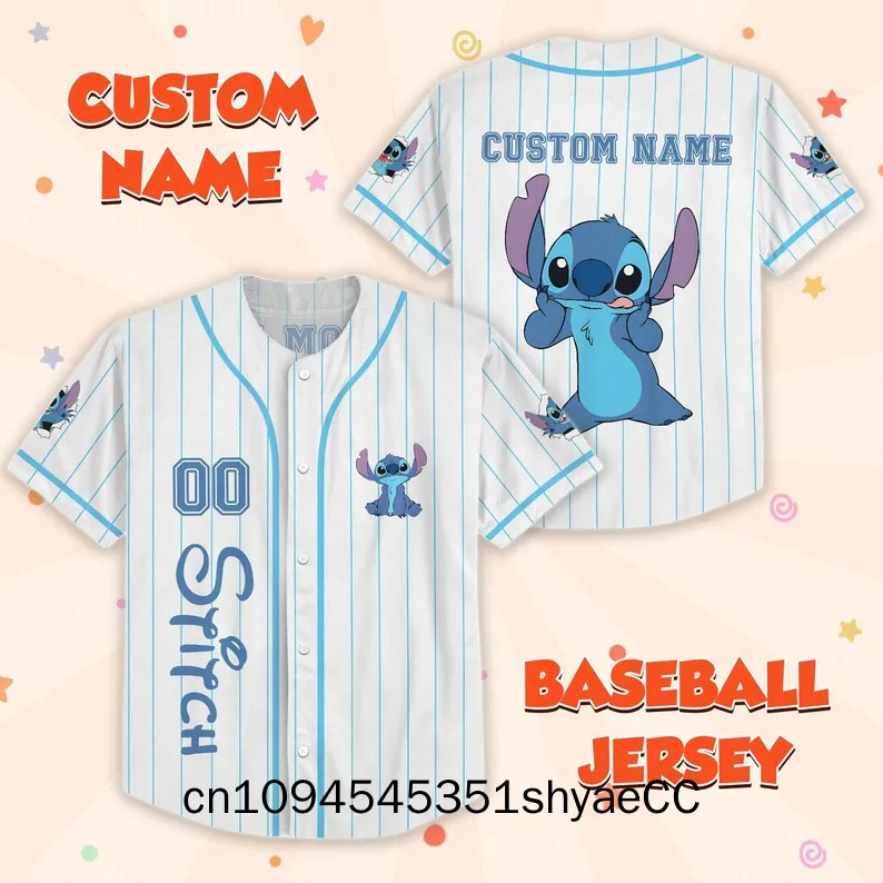 Custom Stitch Baseball Jersey, Disney Shirt, Lilo and Stitch Matching Outfit, Cute Cartoon Jersey for Disney Fans, Ohana Family