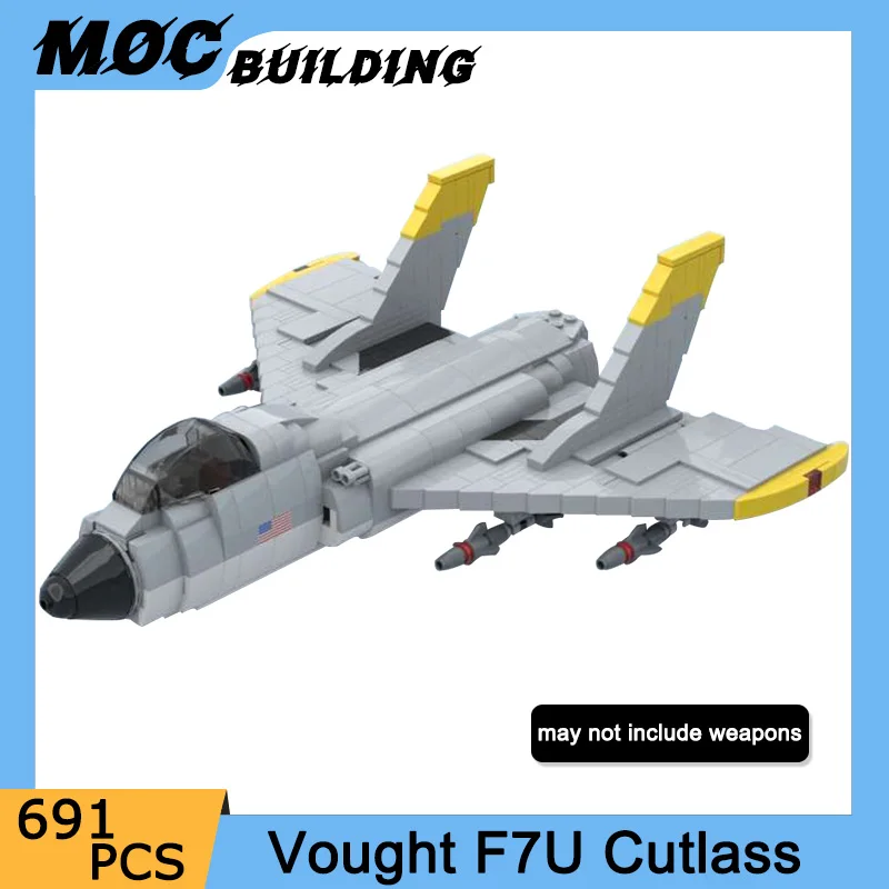 

MOC Building Block Vought F7U Cutlass Airplane Model Carrier Fighter Military Aircraft Assembly Bricks Toys Collection Xmas Gift