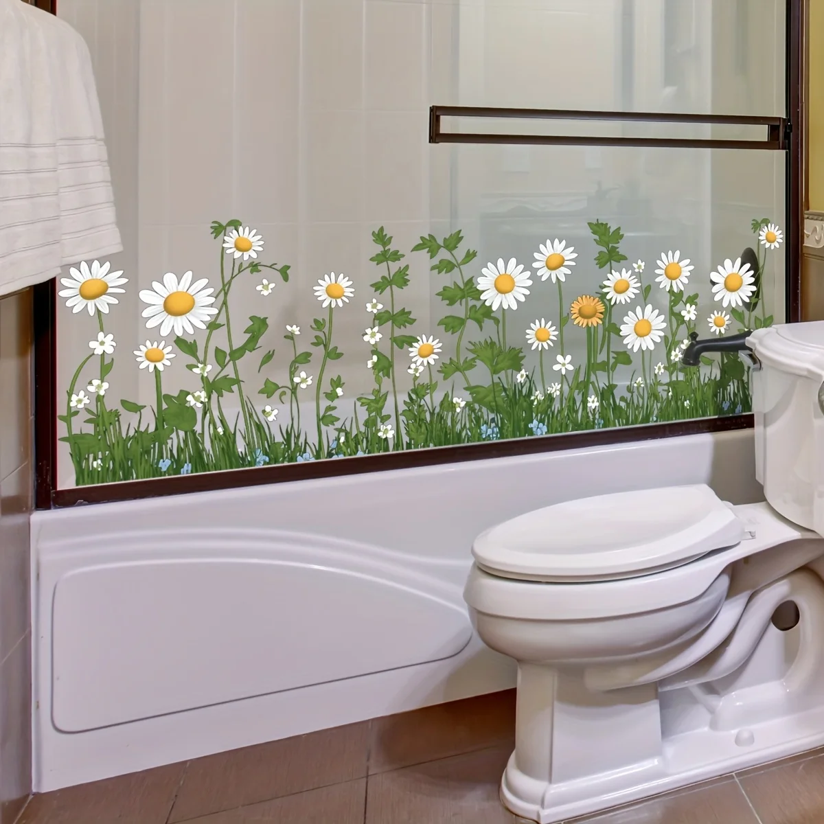 1 قطعة شارات جدارية كبيرة الأزهار ديزي خلفية مثل الحدود الديكور غرفة المعيشة غرفة نوم المطبخ القابلة للإزالة البلاستيكية ديكور غرفة نوم