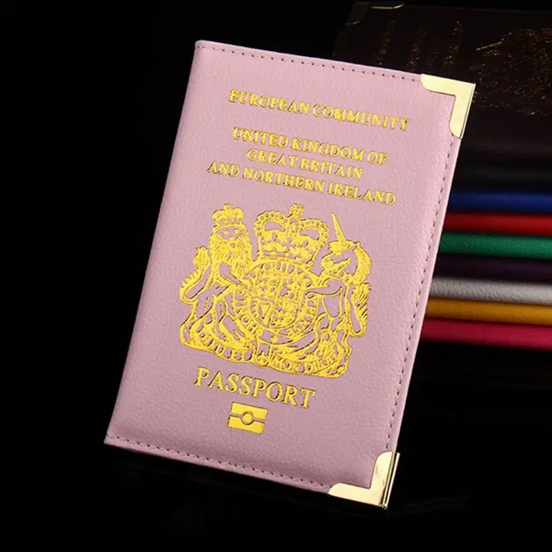 Funda protectora de cuero Artificial para pasaporte, billetera de viaje, Porta Documentos, reino unido europeo