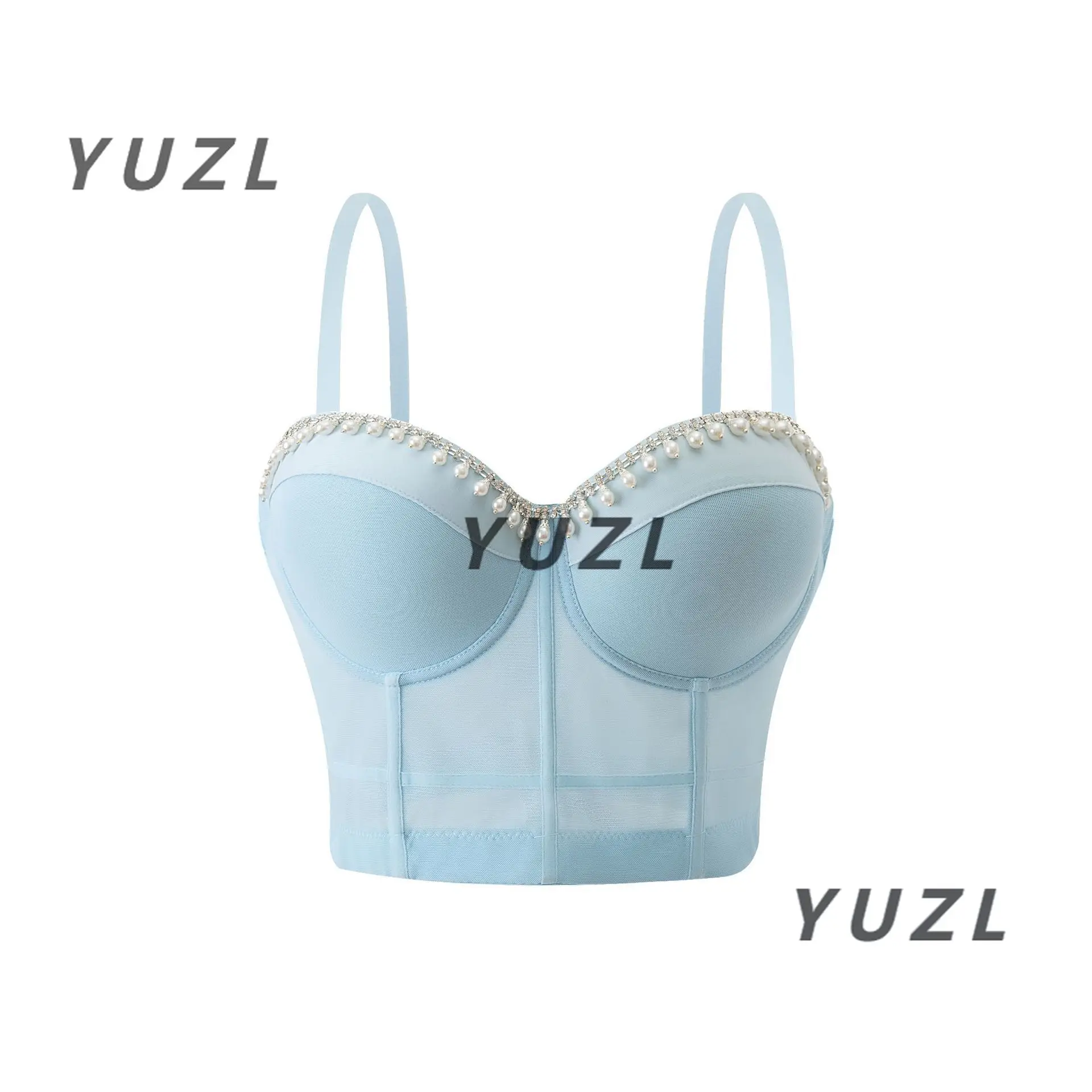 

2025 new tube top, chest wrapped, low chest, waist tied, waist showing sexy figure, blue vest women's clothing, Spice Girls summ
