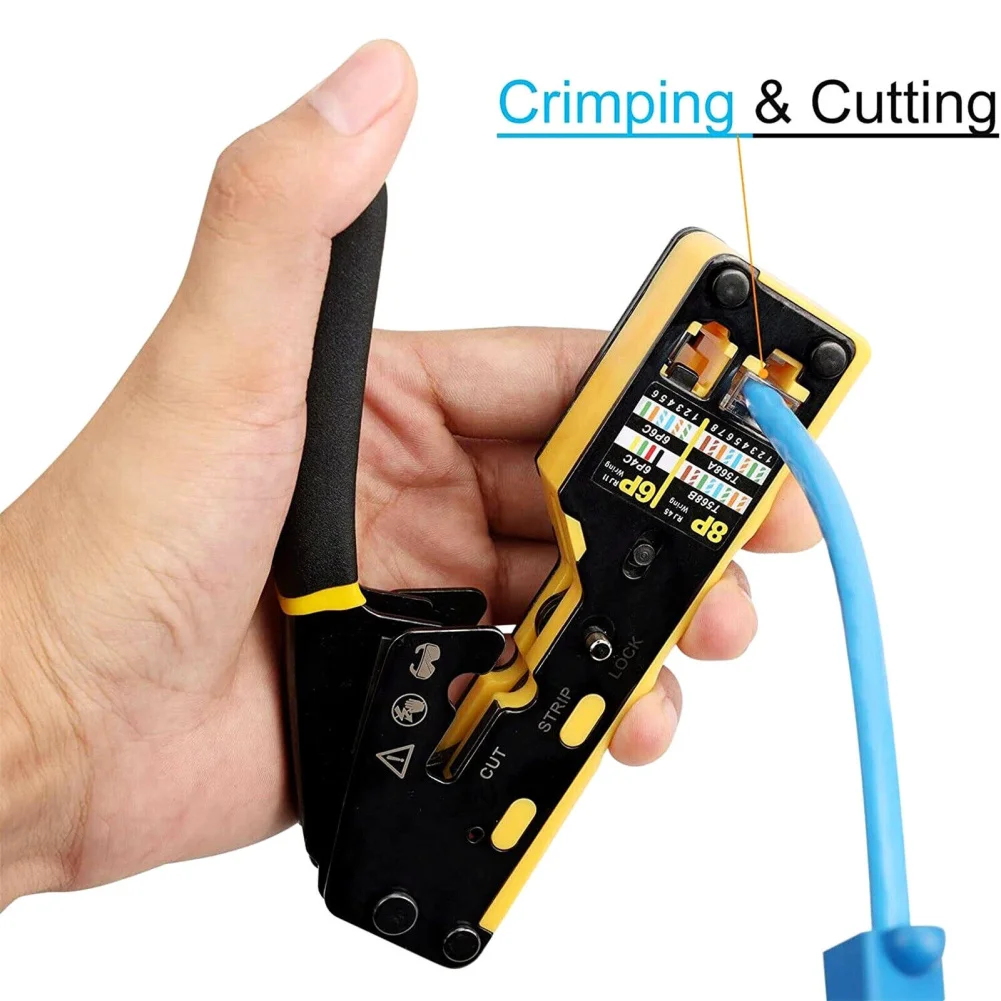 1psc Crimp Tool Pass Through Crimper Cutter For Cat6 Cat5 Cat5e 8P8C Modular Connector Integrated Crimping Tool