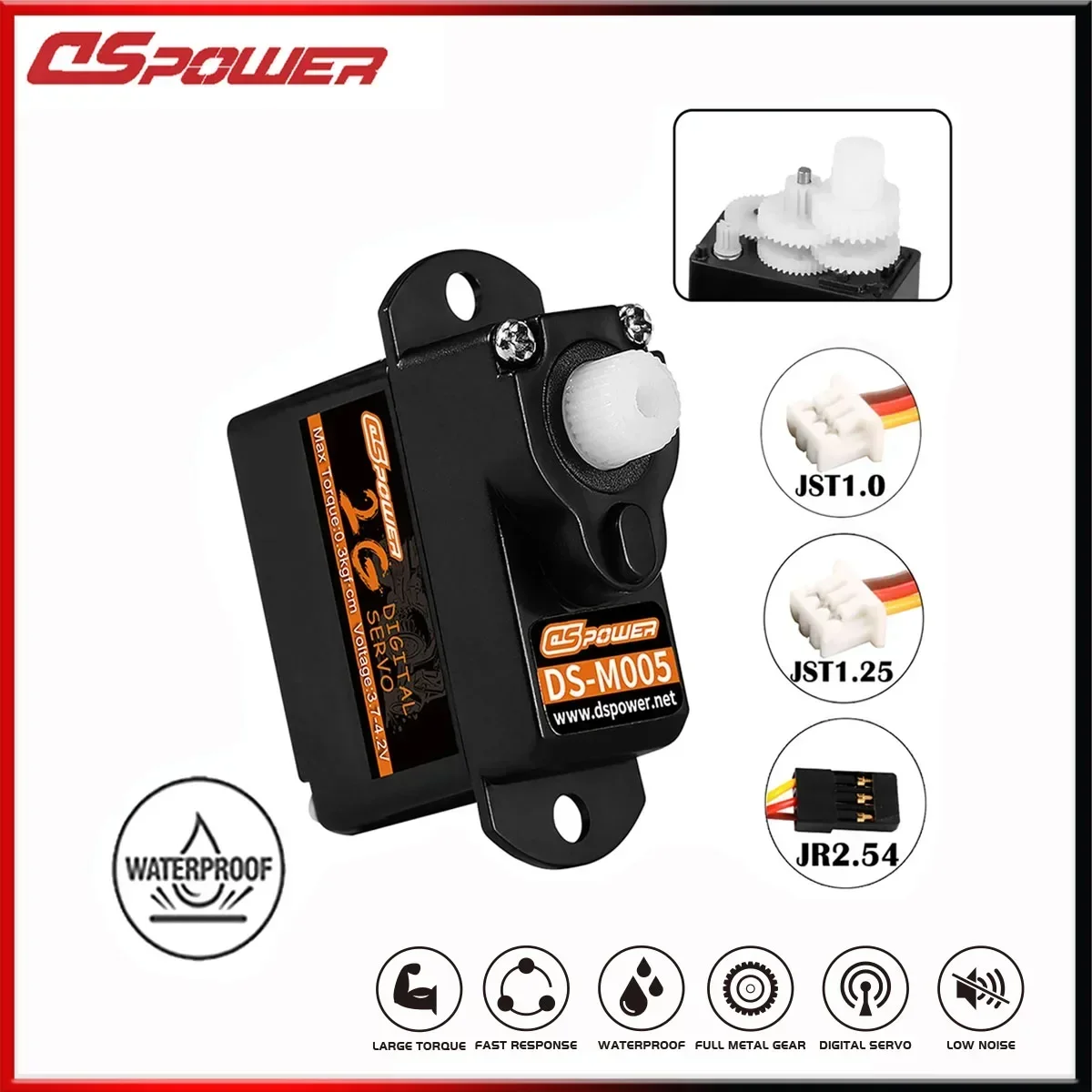 DSPOWER 2g Micro Digital Coreless Servo Plastic Gear JR/JST Plug Mini Servos do helikoptera Rc Samolot Łódź Model samochodu Akcesoria