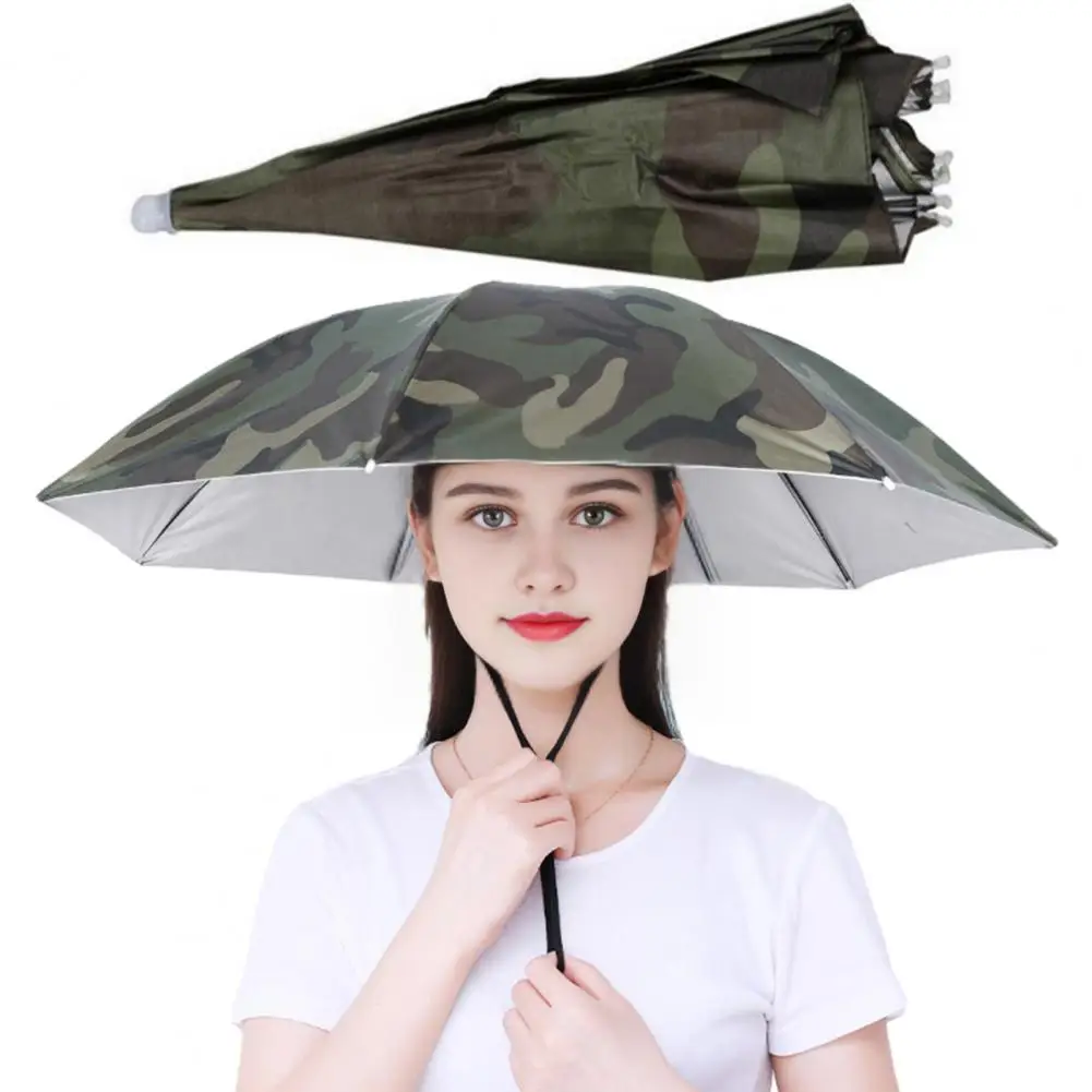 Elastic Headband Umbrella Hat Camouflage Hat Umbrella Uv Protection Camouflage Umbrella Hat with Elastic Headband Hands-free Sun