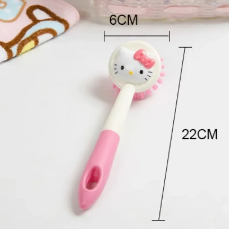 Sanrio Hello Kitty szczotka do mycia naczyń szczotka wielofunkcyjna szczotka Anime narzędzia do czyszczenia kuchni urocze pędzle do naczyń z długim