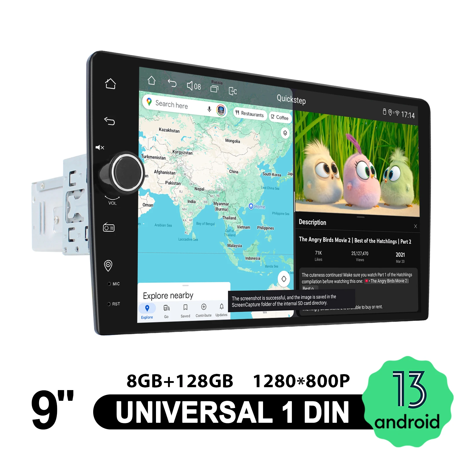 JOYING 9 Inch Single Din Autoradio With Knob Android 13.0 Car Radio Stereo Universal Head Unit Multimedia Player Carplay HDMI