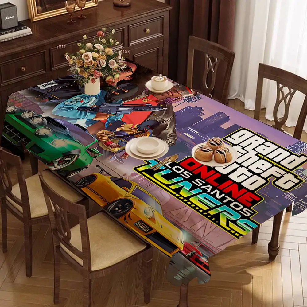 G-Grand GTA Theft Games Autoes مقاوم للماء مستطيل مفرش المائدة فييستا ديكور المنزل غرفة الطعام ديكور قابلة لإعادة الاستخدام الجدول لوازم الحفلات