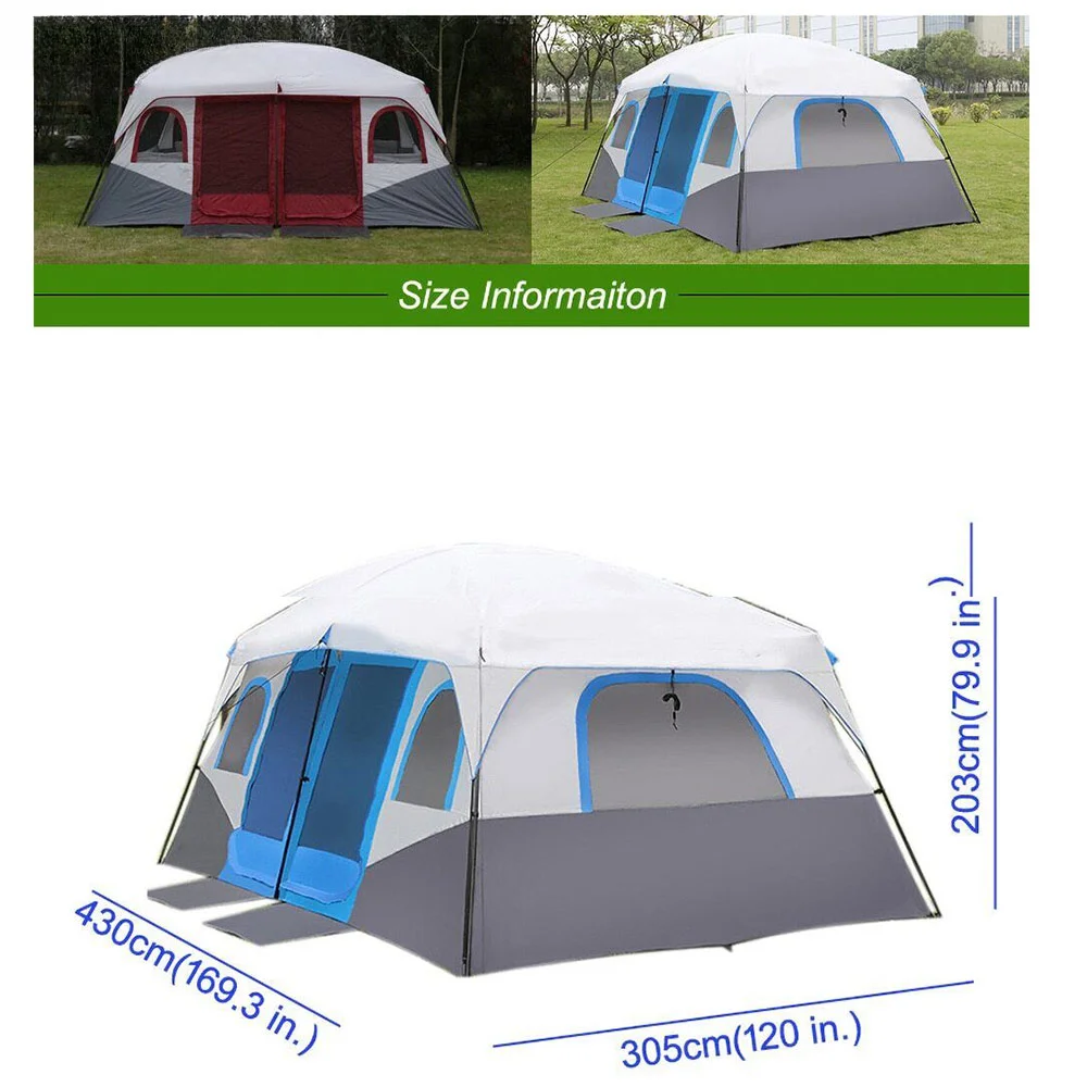 WOQI Outdoor 8-12 People's Space Double Layer Waterproof Home Camping Tent