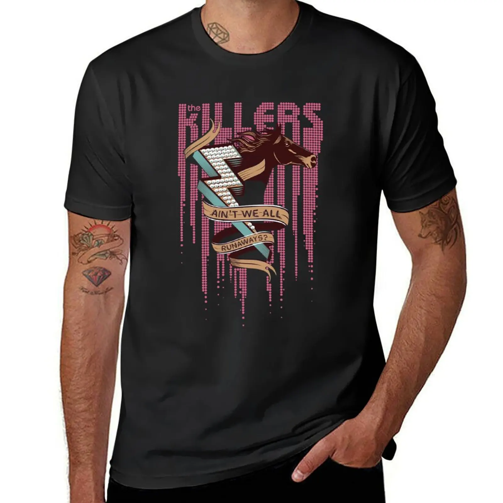 The Killers We All Runaways T-Shirt customs Aesthetic clothing Blouse Short sleeve tee Men's t-shirt