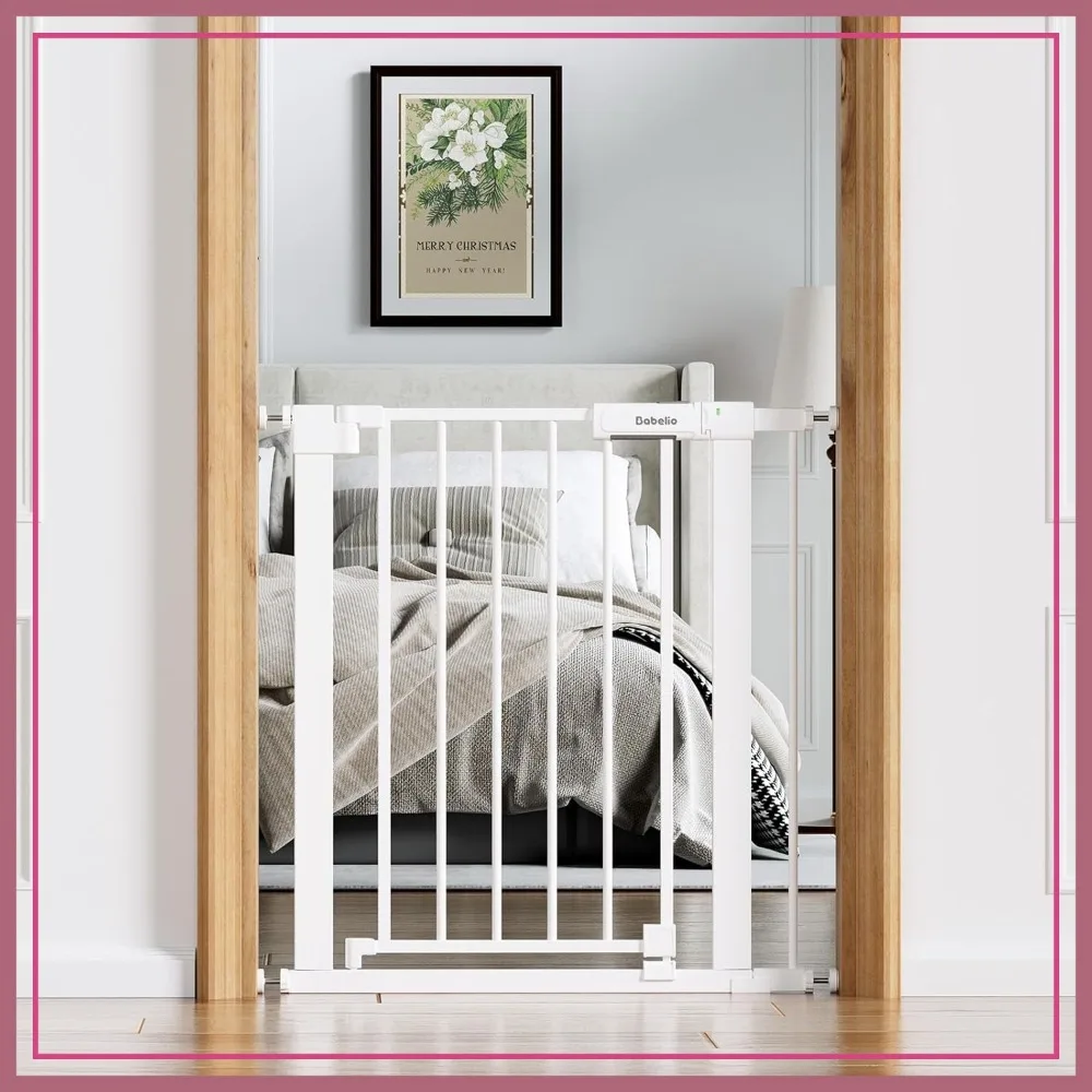 

Baby Gate for Doorways and Stairs, 26-31" Pet Gate with Wide Walk Thru Door, Double Lock and Self-Closing