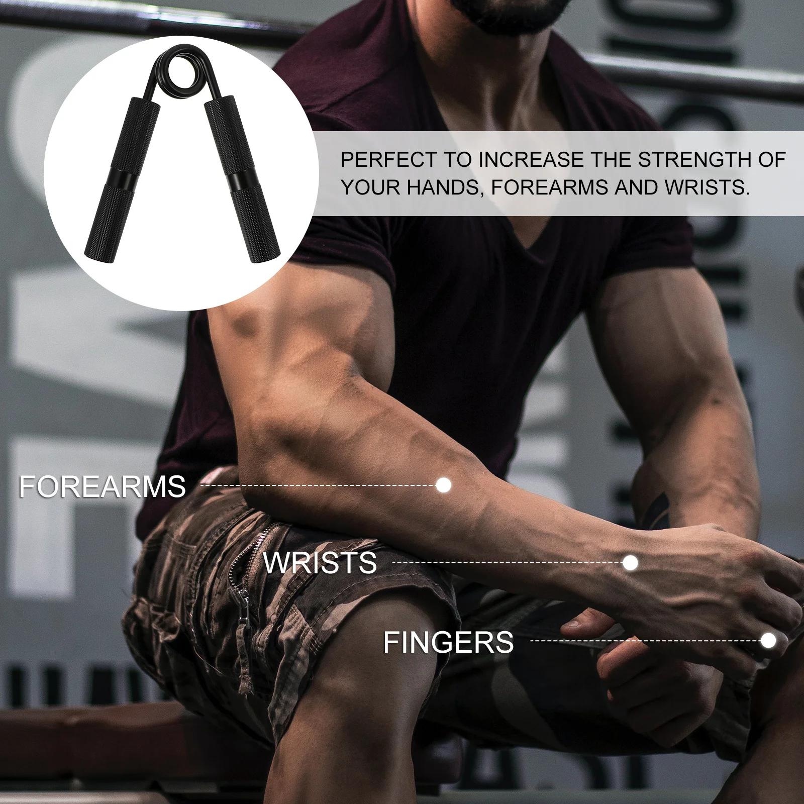 

1Pcs Heavy-Duty Metal Hand Grip Strengthener Finger Trainer Wrist Exerciser Fitness Grip Strength Trainer for Forearms Hands