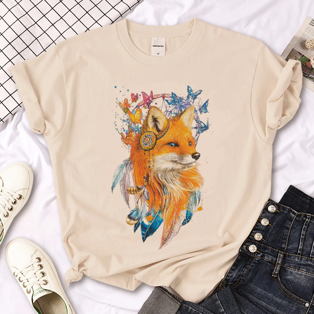 Fox t-shirts women Japanese summer anime t shirt female anime harajuku manga clothes