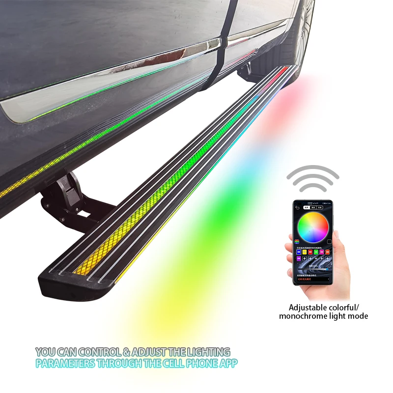 Mobile APP Remote Control With LED Lights Electric Side Step For Hyundai Santa Fe Running Boards 2024 Footboard
