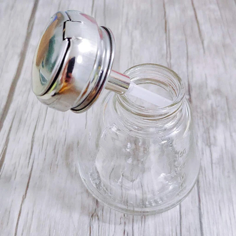 2025-3X Empty Nail Polish Makeup Remover Pump Dispenser Glass Push Down Press Bottle