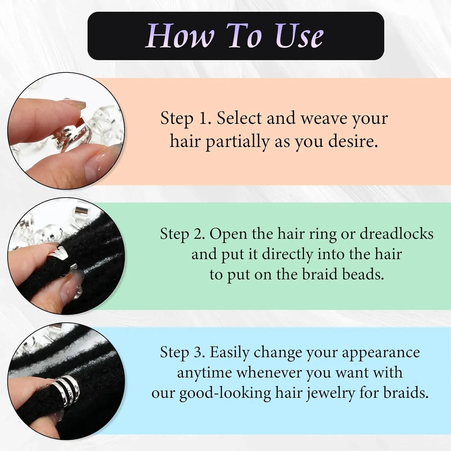 40개입 헤어 주얼리 브레이드용 실버 헤어 링 다양한 모양의 록 드레드락 비즈 조절 가능한 브레이드 액세서리 여성 및 소녀용