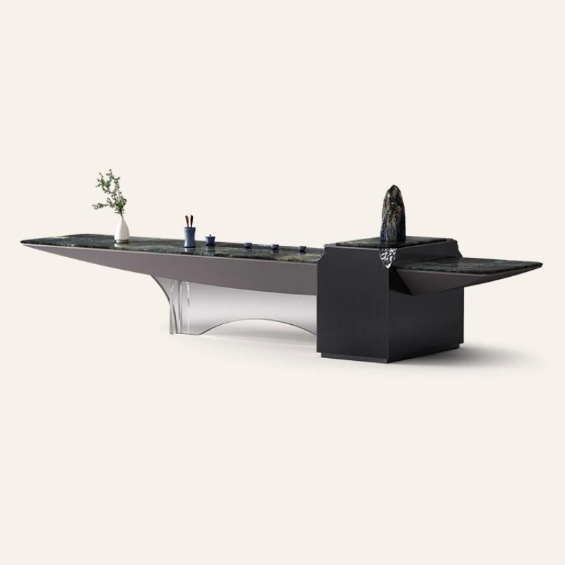Tea Table and Chair Combination Natural Marble Large Villa 4.5 Meters Modern Light Luxury Tea Table