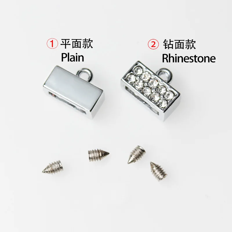 10pc/lot silver Full Rhinestones Alloy End Clasp Connector 8mm Slide Charms DIY Accessories Fit For Wristband Keychain Jewelrys