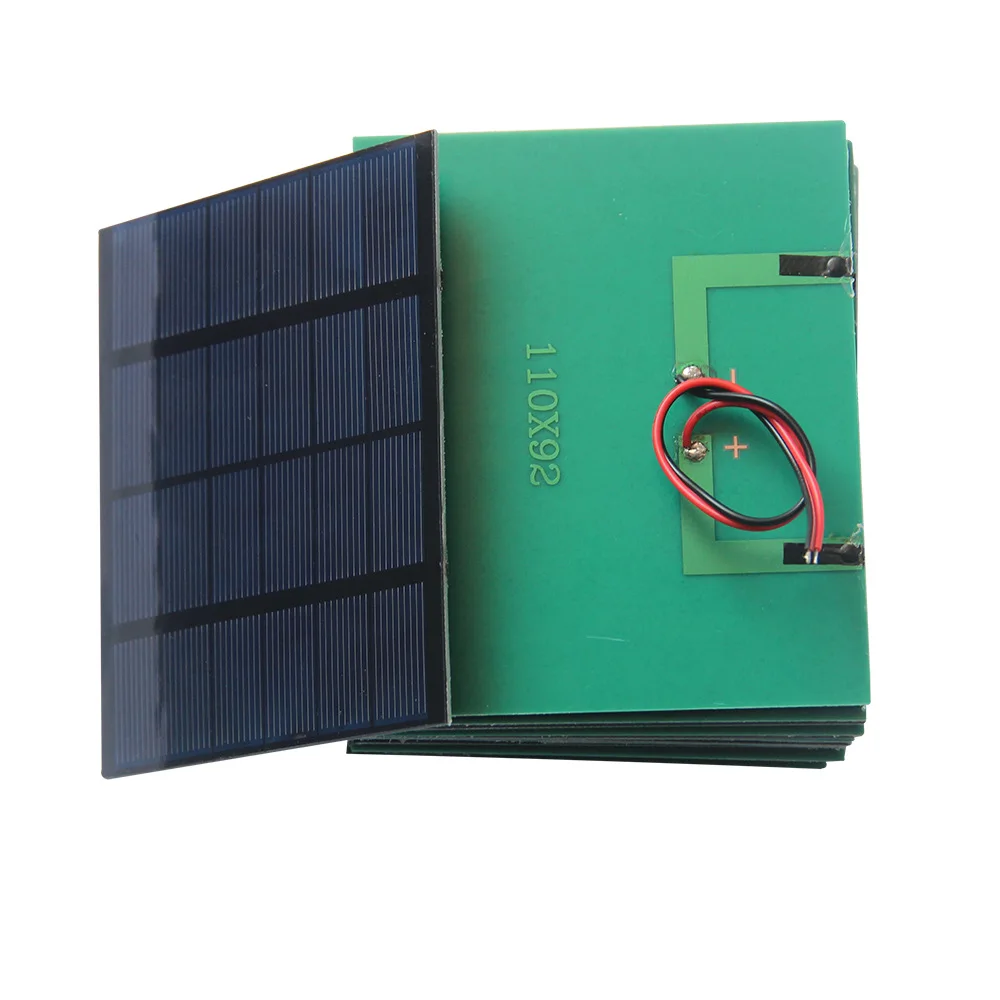 1.5 واط 6 فولت لوحة طاقة شمسية صغيرة أحادية البلورية السيليكون PET مغلفة الخلايا الشمسية مع سلكين الأساسية DIY بها بنفسك الألعاب الصناعية 110*92 مللي متر