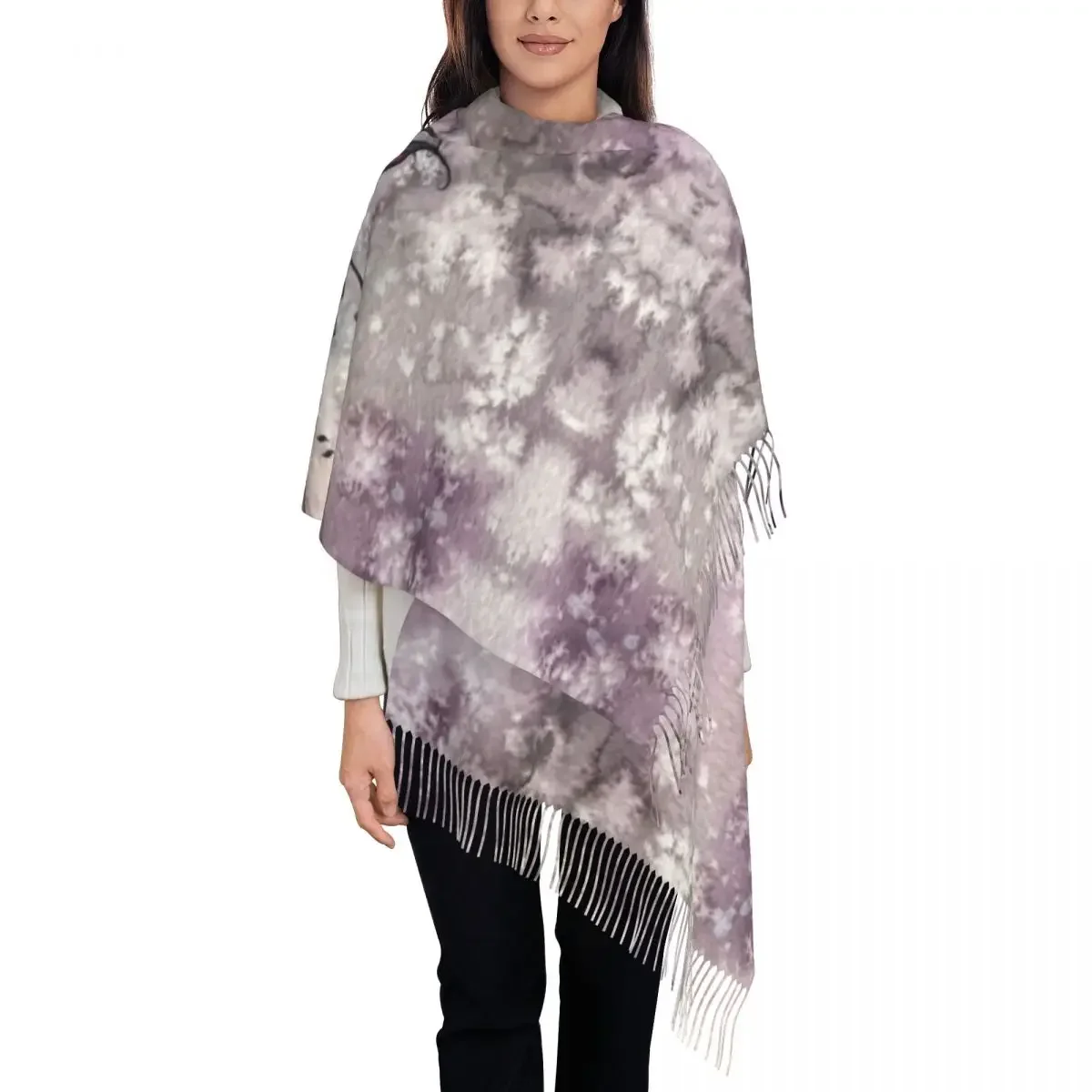 The Lookout Watercolor Fairy Illustration Tassel Scarf Women Soft Molly Harrison Shawl Wrap Lady Winter Scarves