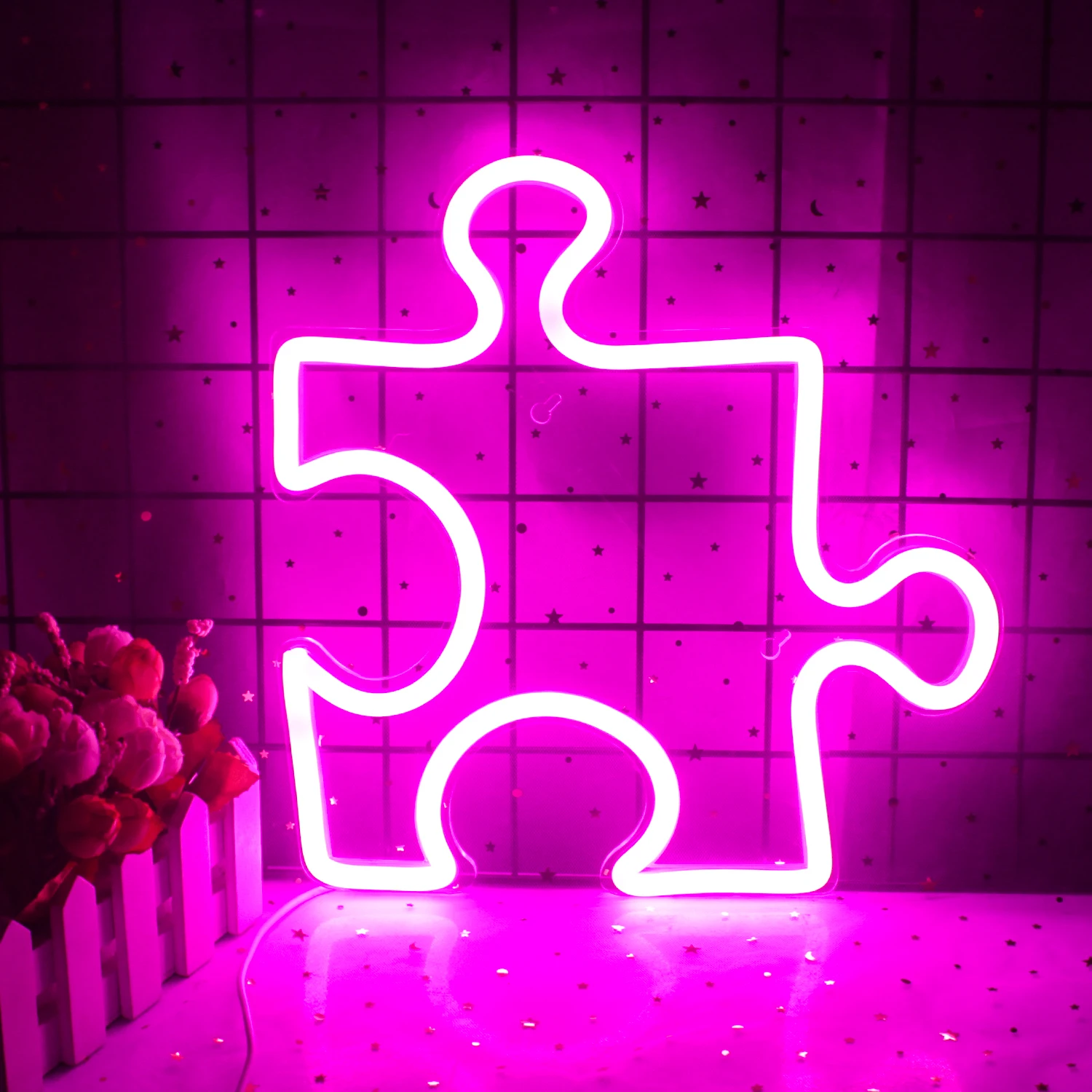 Ineonlife neon sign light puzzle usb alimentado acrílico led barra de parede festa escritório crianças quarto decoração da sala bonita presente