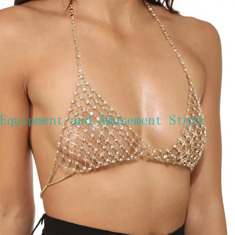Y1uc Vacation Leisure Nightclub Catena toracica Body Artificiale Diamond Crystal Chain Top Reggy Catena