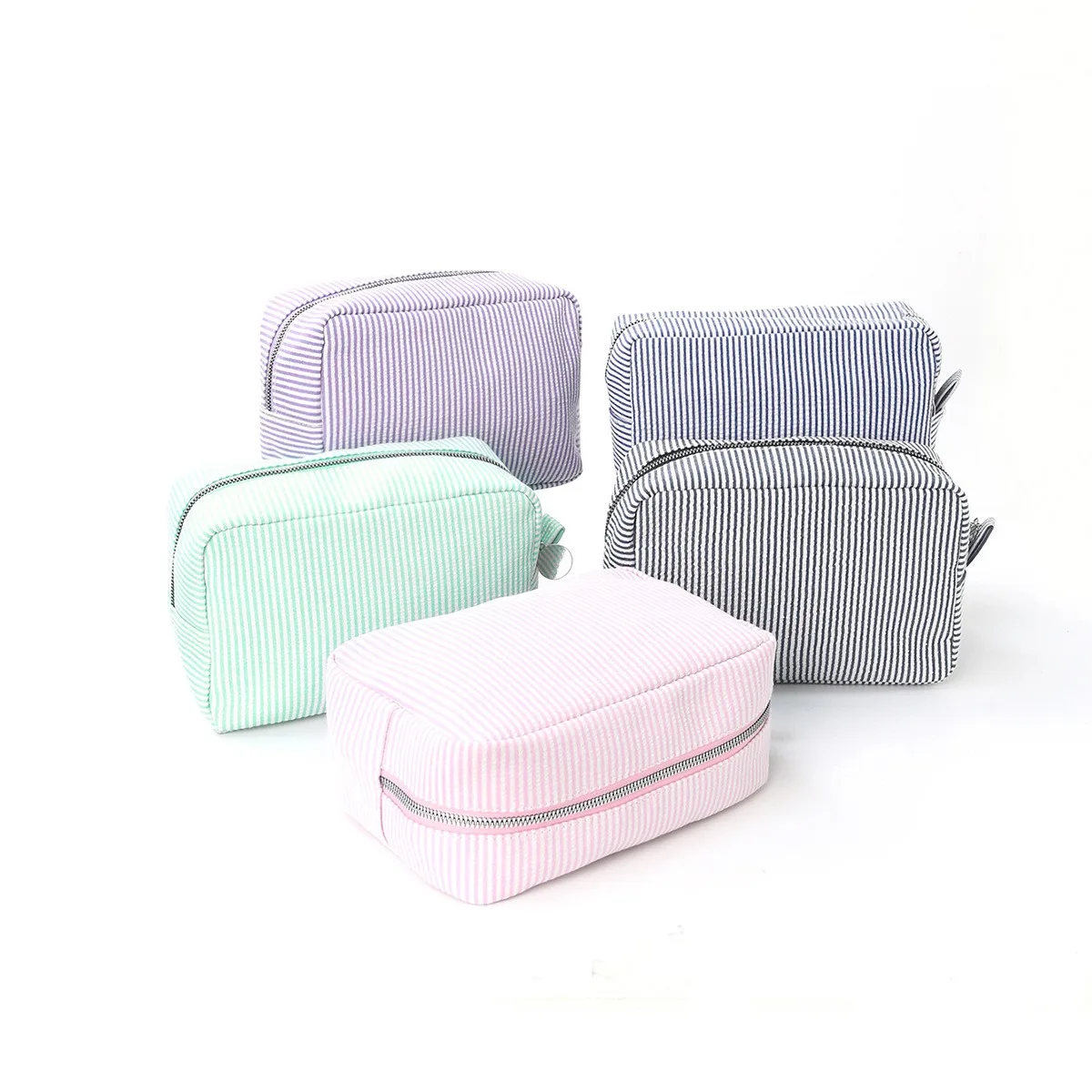Cross-border seersucker cosmetic bag Indian style striped portable storage bag Mississippi popular travel storage bag