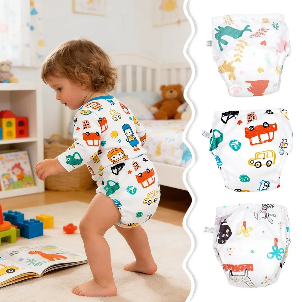 Comfortable Cotton Baby Training Pants Breathable Waterproof Diaper Pants Washable Leakproof Baby Diapering Toddler Use