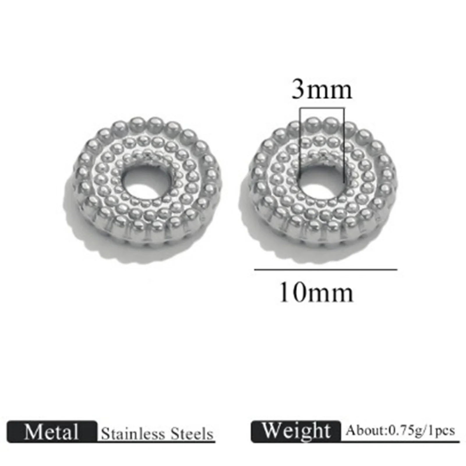 10 Stück 304 Edelstahl-Abstandshalter-Perlen, runde, gepunktete Perlen für DIY-Armbänder, Halsketten, Schmuckherstellung, Zubehör, Großhandel – Detail 6