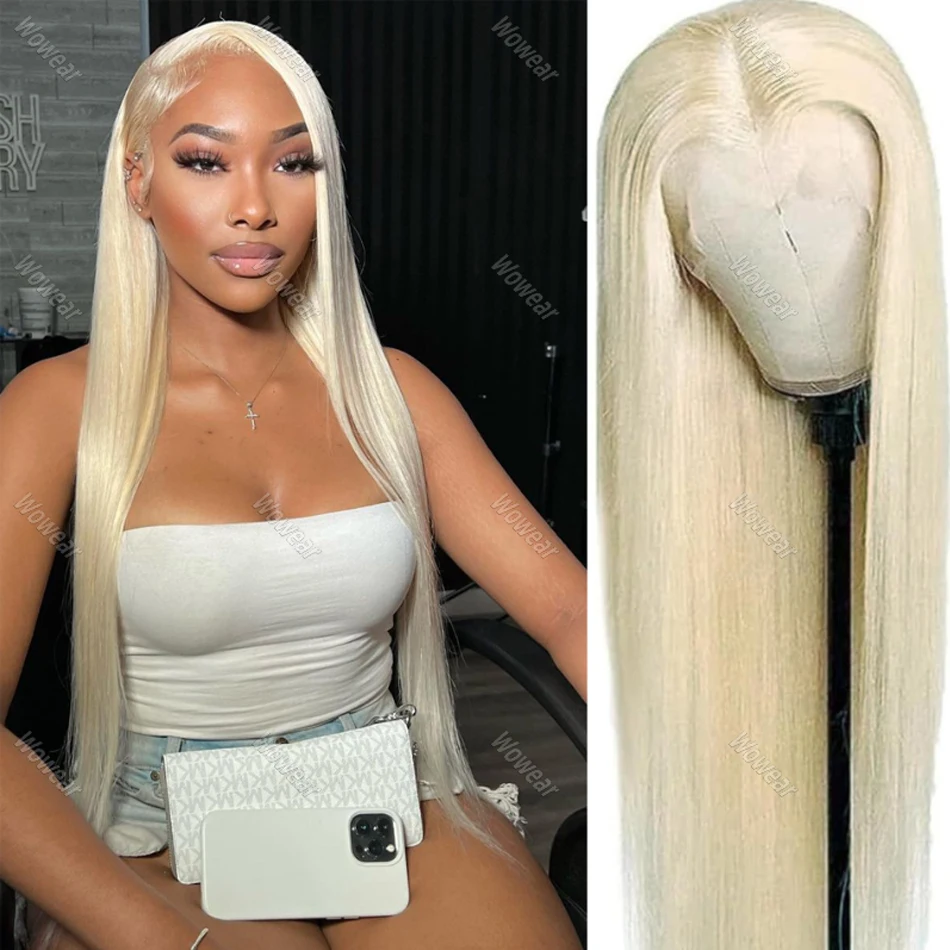 

613 Blonde Straight Wigs 200 Density 13x4 HD Transparent Lace Front Human 100% Natural Brazilian Hair Frontal Wigs