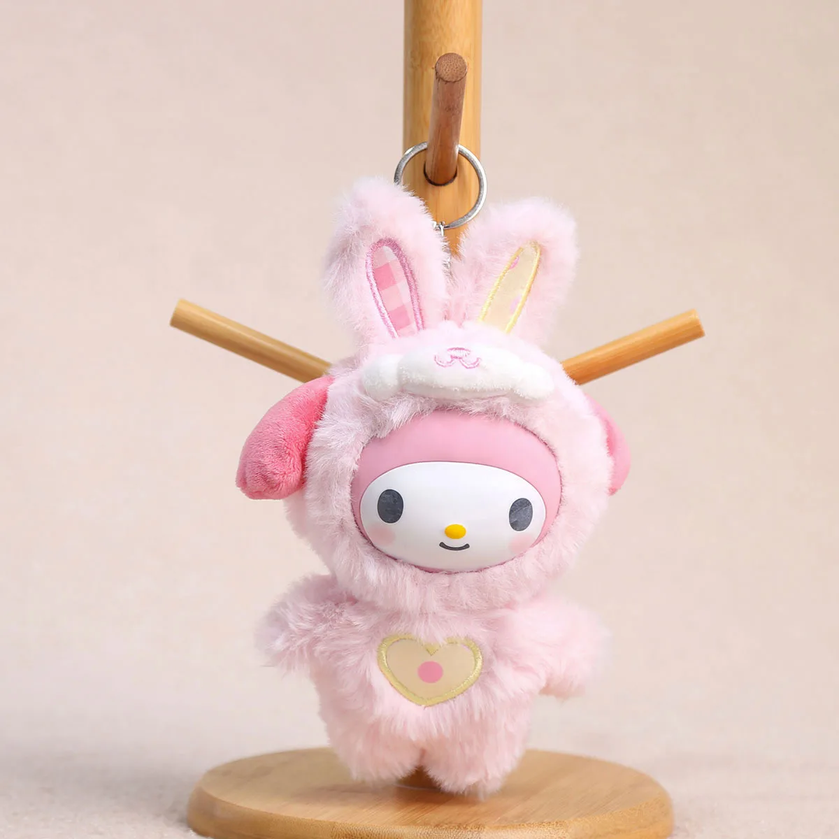 Simpatico portachiavi per bambola di peluche a forma di coniglio Hello Kitty Kuromi Melody Zaino fai da te Ciondolo in peluche Accessori per la decorazione Regalo del festival