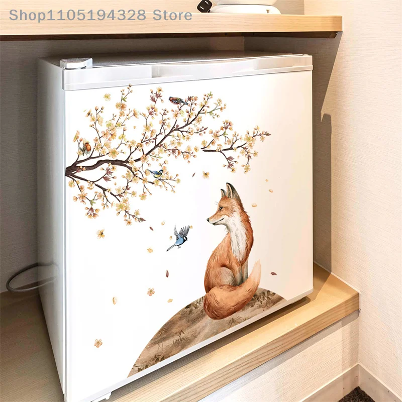 [FN] ساكورا الثعلب الطيور الجدار ملصق الحمام المرحاض الديكور جدارية الشارات عيد الميلاد المرحاض ملصقات ديكور المنزل جدار