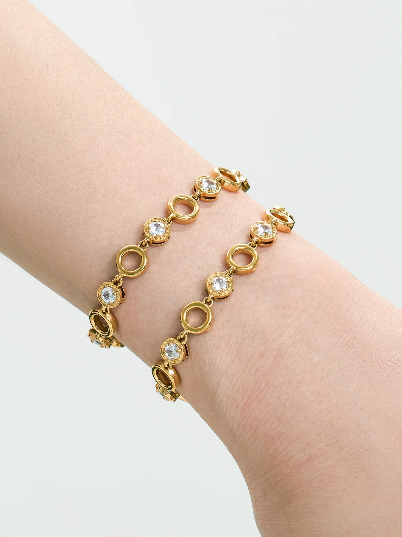 316L Edelstahl Halsketten- und Armband-Set mit Krappenfassung Zirkon für Damen Wasserdichter Ring Kette Glänzender Grenzübergreifender Schmuck – Detail 6