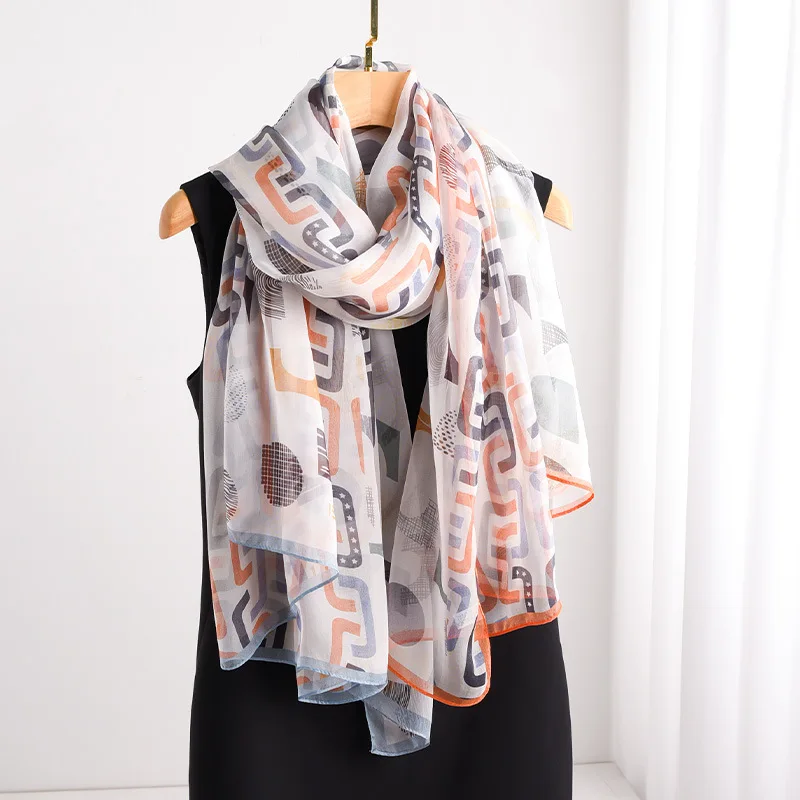 

Silk Scarf New Big Scarf Imitation Silk Scarf Spring and Summer Sunscreen Thin Fashion Scarf 110*180