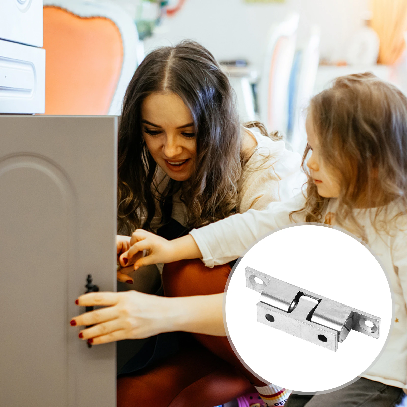 

6pcs Silver Cabinet Catch Brass Dual Latch Solid Durable No Magnetic Simple Install Adjustable Tension Screw Lightweight Doors