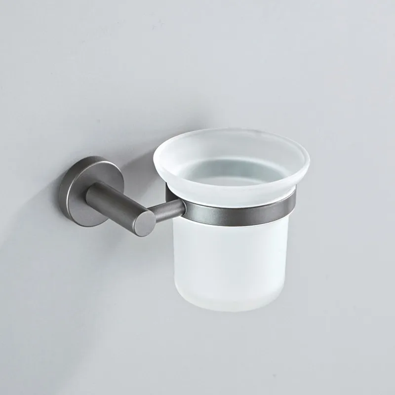 Wall-mounted Star grey simple round chassis bathroom hardware pendant Toilet brush Toilet brush with frosted glass