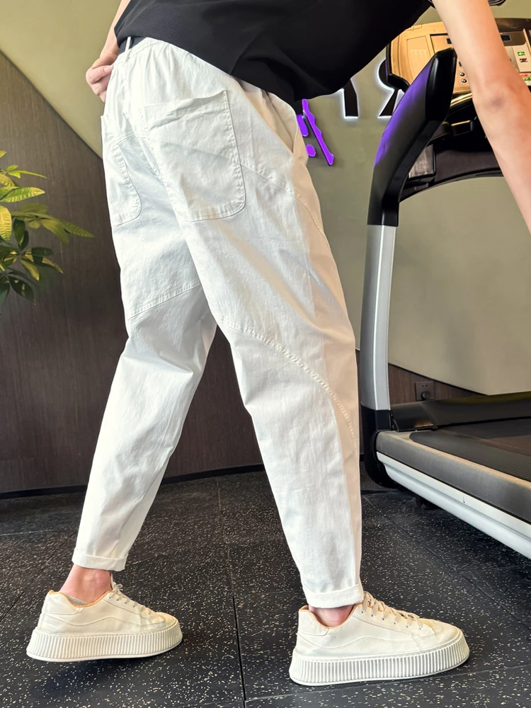 

Summer Men's White Qui Dry Slim Fit Casual Pants Faionable Brand Nine Point Spring Autumn Initial Autumn Men's Pants