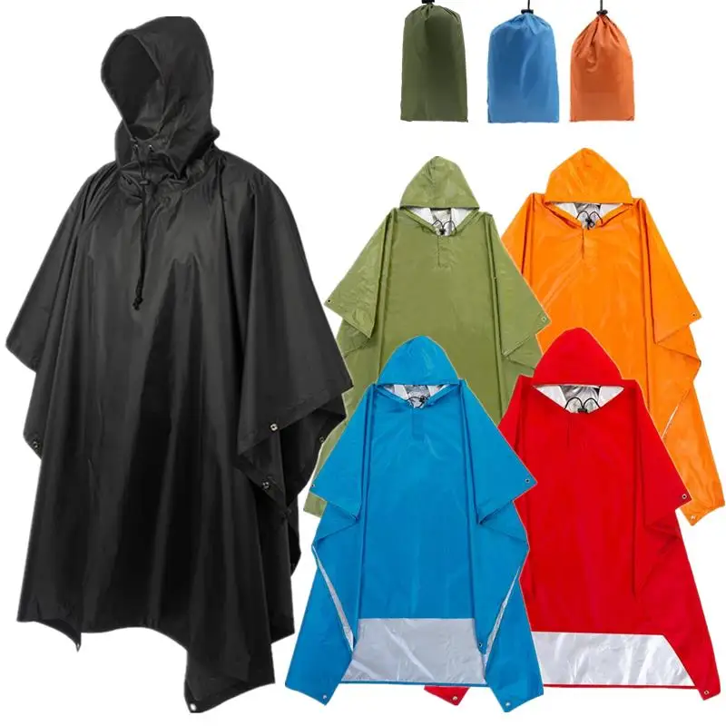 3 in 1 Waterproof Adult Long Raincoat Women Men Rain Coat Jacket Hooded Poncho for Outdoor Hiking Travel Fishing Rainwear Suit