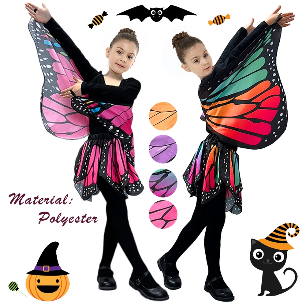 Fata farfalla-ali-Costume per bambini farfalla mantello e gonna ragazze vestire ali Halloween festa di compleanno bomboniere regali