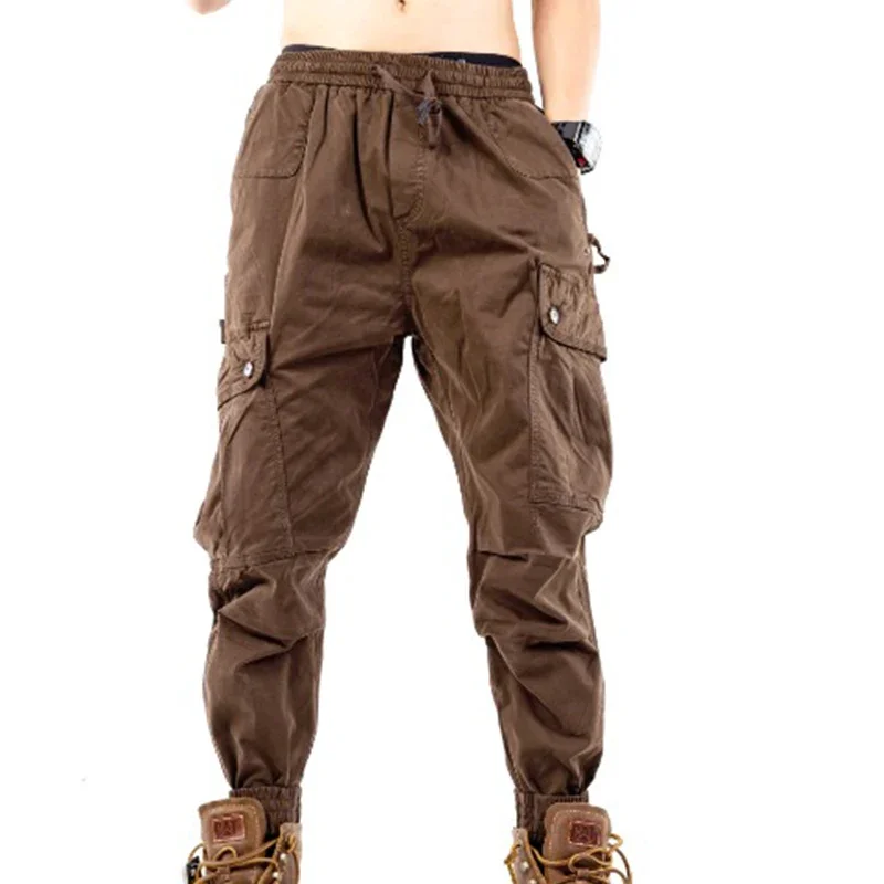 New Spring Autumn  Men's Cargo Pants Hot Sale Multi Pocket Loose Straight Leg Casual Jogging Trousers