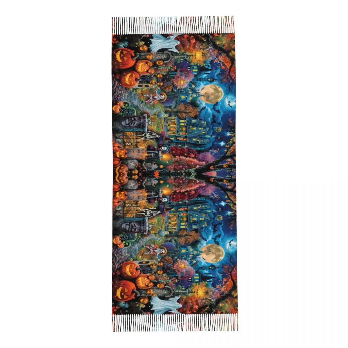 男性と女性のためのパーソナライズされたプリントのハロウィーンのスカーフ,カボチャの骨格のスカーフ,暖かいショール,冬と秋