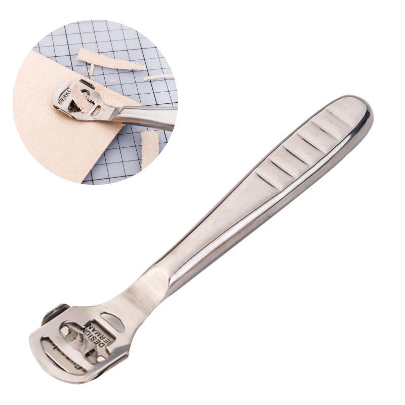 Stainless Steel Leather Skiving Knife for Handmade DIY Hard Leathercraft Thinning Tanning Scraping Tool