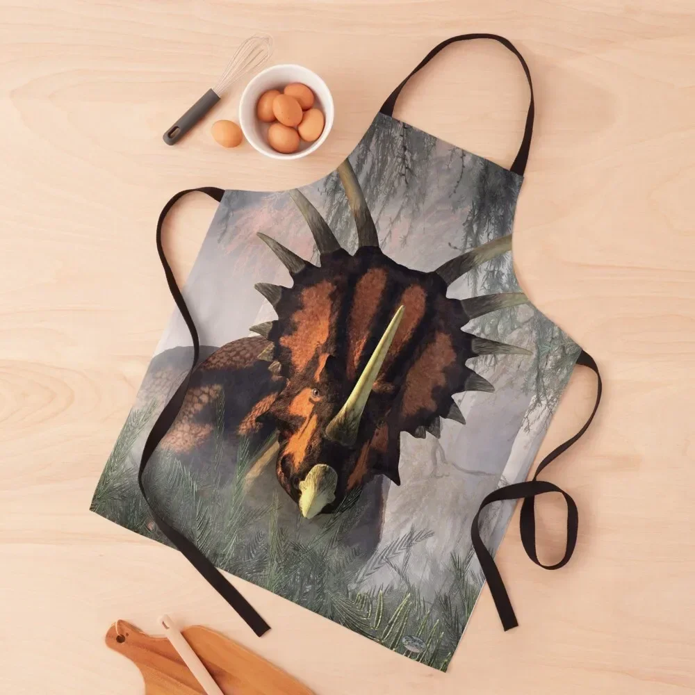

Styracosaurus in the Forest Apron painting Kitchen Chef For Women nail tech supplies Apron