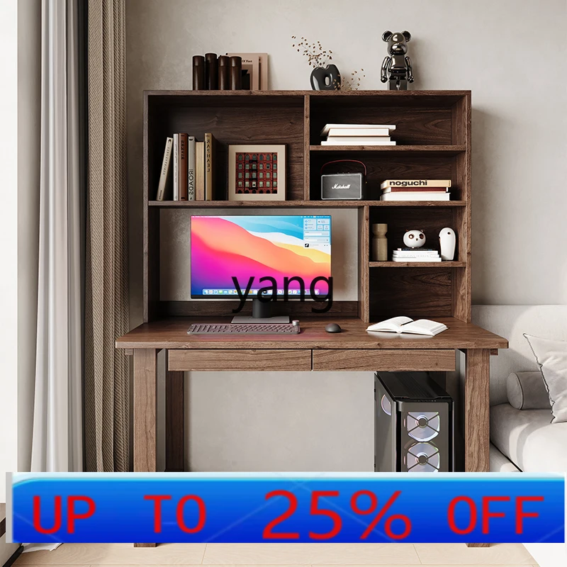 

Ltt solid wood desk bookshelf combination integrated table household computer desk