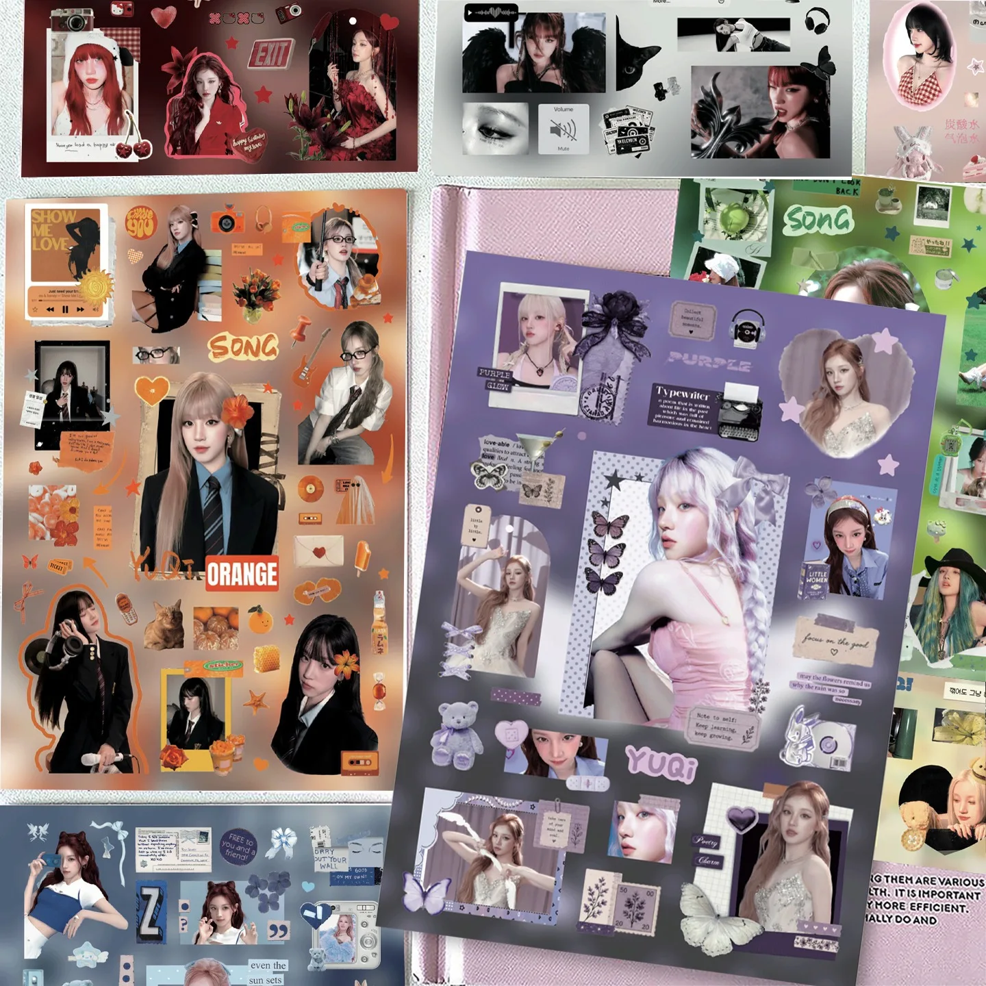 8Pcs Scrapbook DIY Aesthetic Creative KPOP Album Photo Strickers Collectible Exquisite Idol Cards Stickers for Fans Collection