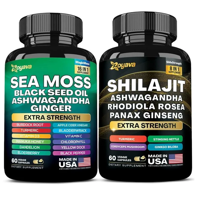 

Shilajit and Sea Moss Bundle - Improved Energy Levels, Increased Focus, Clearer Thinking, and Reduced Anxiety and Stress