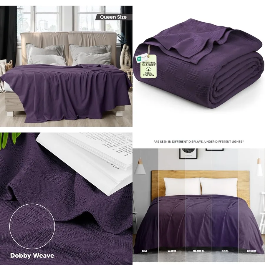 

100 Cotton Thermal Blanket Size Soft, Lightweight, Breathable, Cozy Spring and Summer Blankets for Bed, Home Room Decor Gifts f