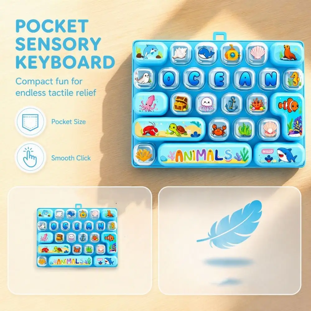 Cute 26 Keyboard Keychain 26 Grid Creative Keyboard Clicker Keychain Sensory Clicker Animal Themed Fingertip Button Keyring