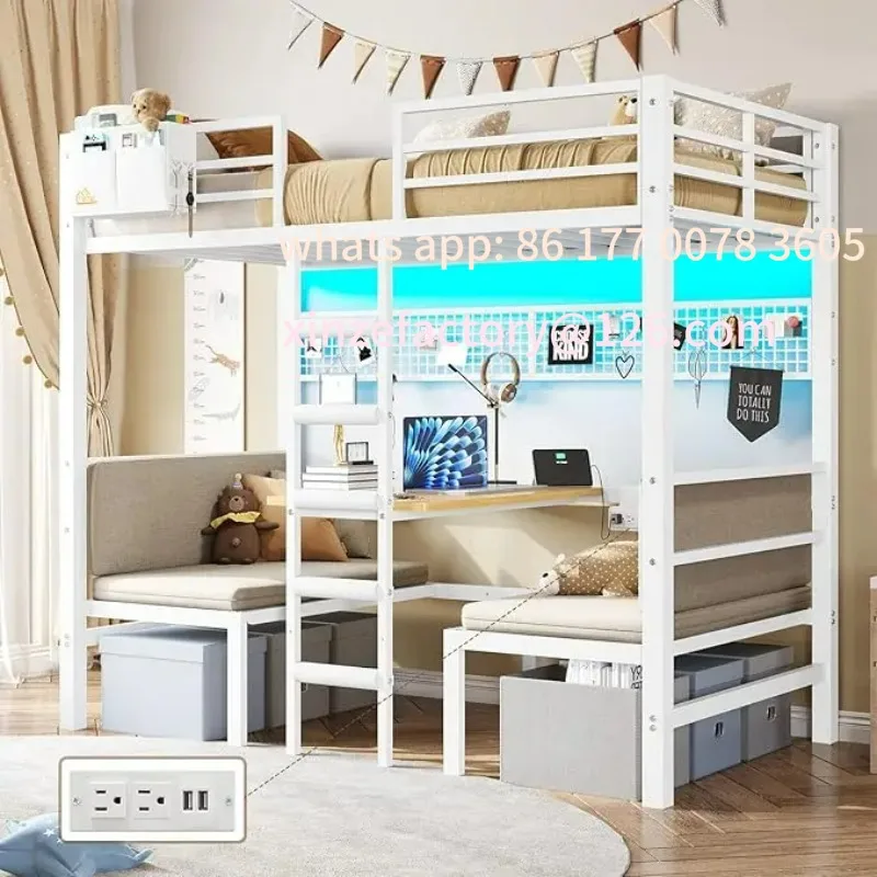 

Customizable Convertible Twin Over Twin Loft Bed with Desk, Charging Station, LED Light, Metal Frame and Long Tail Keyword