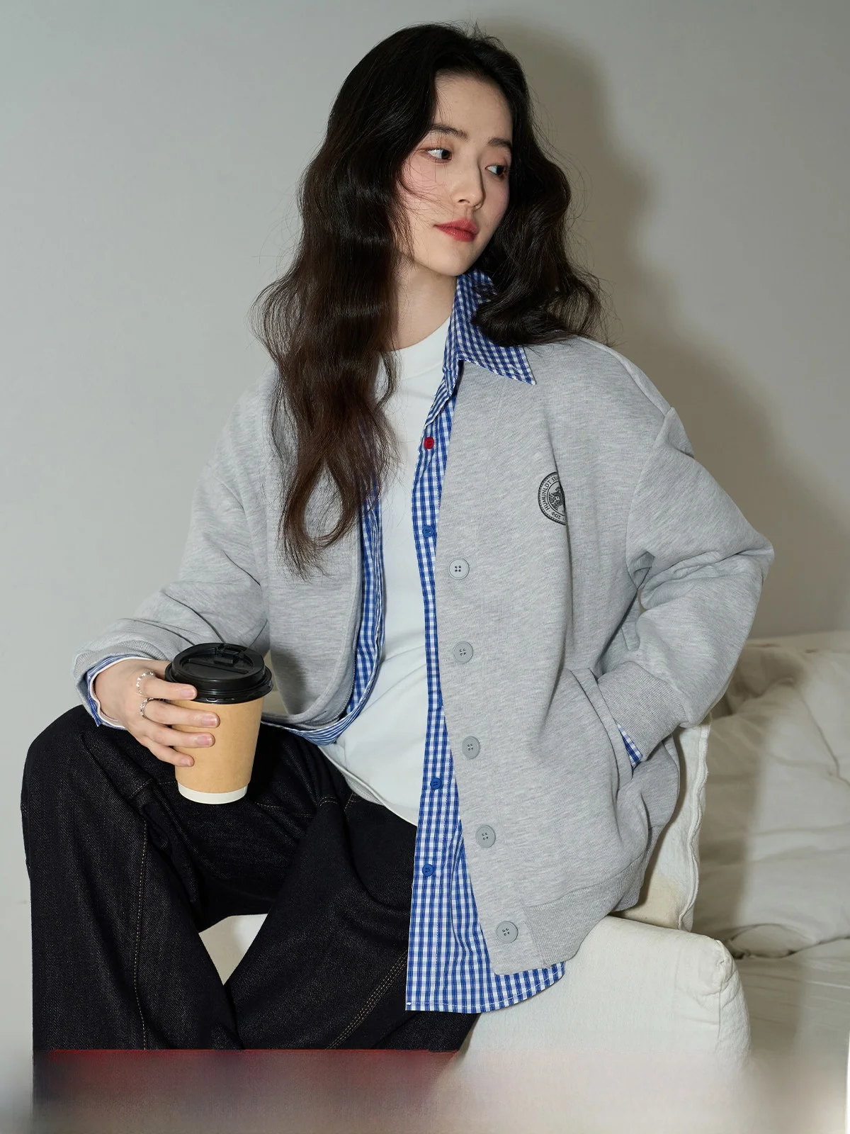 

Женский повседневный кардиган свободного кроя с V-образным вырезом, принтом и длинными рукавами, весенний, с открытыми плечами