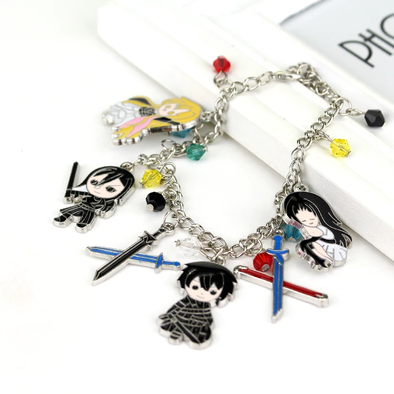 Sword Art Online Bracelet Asuna Kirito Elucidator Dark Repulser Charms Bangle for Women Men Fans Anime Accessories ﻿